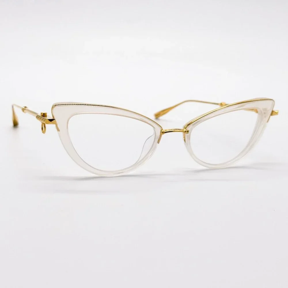 NEW VALENTINO DAYDREAM VLX-123C EYEGLASSES CAT EYE WOMEN GOLD/WHITE WITH CHAIN